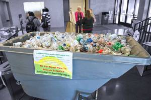 Molly's Bin of Bottles. Students guessed how many bottles were in the bin and entered to win prizes. 